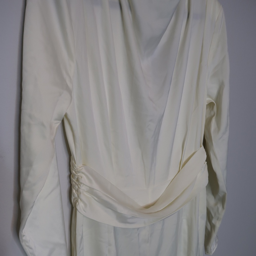 Satin High Neck Long Sleeve Jumpsuit - Picture 6 of 9